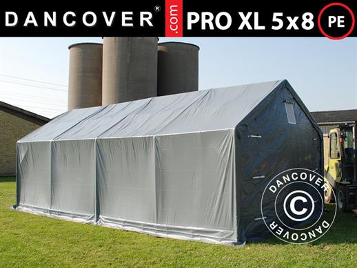 Capannone tenda PRO 5x8x2,5x3,89m, PE, Grigio