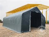 Tenda de armazenagem PRO 8x12x5,2m PVC c/painel de cobertura de teto, Cinza