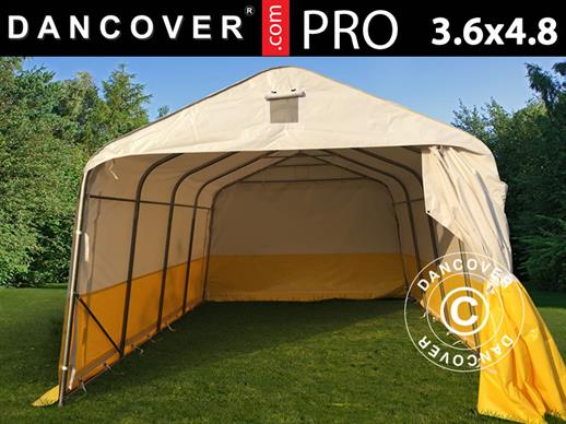 Tenda da lavoro/magazzino PRO 3,6x4,8x2,68m, PVC, Bianco/Giallo, Ritardante di fiamma