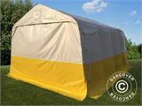 Tente de stockage PRO 3,6x4,8x2,68m, PVC, blanc/jaune, retardateur de flammes