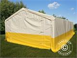 Tente de stockage PRO 5x10m, PVC, blanc/jaune, retardateur de flammes