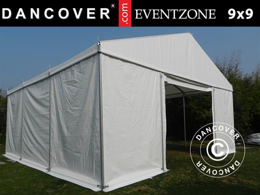 Tenda magazzino professionale EventZone 9x9m PVC, Bianco