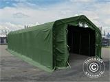 Noliktavas telts PRO 7x14x3,8m PVC ar gaismas caurlaidīgu jumta paneli, Zaļš