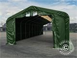 Noliktavas telts PRO 7x14x3,8m PVC ar gaismas caurlaidīgu jumta paneli, Zaļš