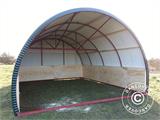 Livestock shelter w/ wooden panels, 5x6x3.23 m, Dark Green