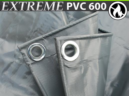 Tarpaulin 6x10 m, PVC 600 g/m², Grey, Flame retardant