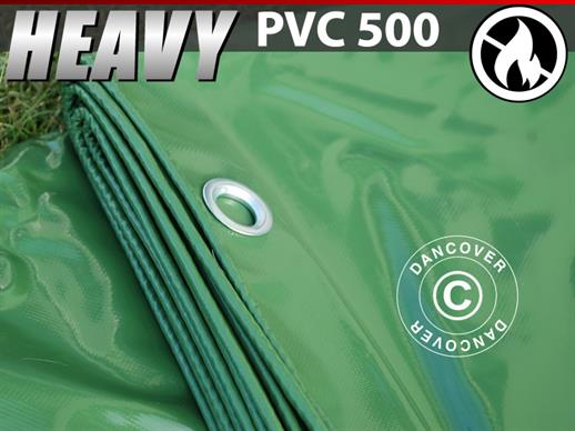 Tarpaulin 6x10 m, PVC 500 g/m², Green, Flame retardant