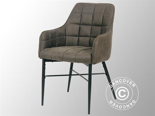 Dining chair with armrests, Milano, Grey/Black, 2 pcs.