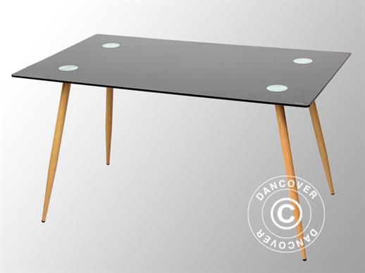 Table à manger, Torino, 140x80x75cm, Noir/Chêne