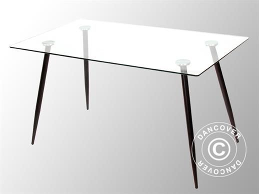 Spisebord, Bologna, 140x80x75cm, Klart glass/Svart