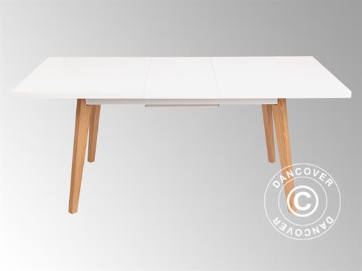 Matbord med förlängning, Roma, 140/180x90x75cm, Vit/Ek