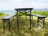 Ensemble table et chaises de brasserie PRO 200x60x78cm, noir