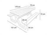 Table de pique-nique, Nonwood, 1,51x1,76x0,72m, Noir/Anthracite