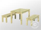 Bord och bänk set i trä, 0,74x1,2x0,75m, Naturlig