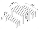 Puinen pöytä ja penkki-setti, 0,74x1,2x0,75m, Luonnonväri