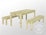 Set tavolo e panche in legno, 0,74x1,8x0,75m, Naturale