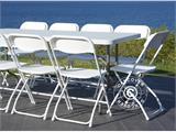 Conjunto de festa, 1 mesa dobrável (244 cm) + 8 cadeiras, Luz cinza/Branco