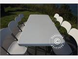 Rinkinys pobūviams, 1 pokylių stalas (240 cm) + 8 kėdės, Šviesiai pilka/Balta