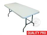 Conjunto para fiesta, 1 mesa plegable (244 cm) + 8 sillas, Gris claro/Blanco