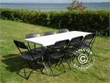 Party package, 1 folding table (183 cm) + 8 chairs, Light grey/Black