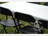Juhlapaketti, 1 kokoontaitettava pöytä (183cm) + 8 tuolit, Vaalean harmaa/Musta