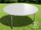Tavolo tondo pieghevole PRO Ø152cm + 8 sedie, Grigio chiaro/Bianco