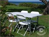 Party package, 1 folding table (150 cm) + 4 chairs, Light grey/White