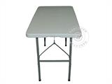 Parti forfait, 1 table pliante (150 cm) + 4 chaises pliantes, Gris clair/Blanc