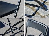 Conjunto para fiesta, 1 mesa plegable (150 cm) + 4 sillas, Gris claro/Negro