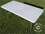 Parti forfait, 1 table pliante (150 cm) + 4 chaises pliantes, Gris clair/Noir