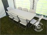 Pacchetto, Party 1 tavolo pieghevole PRO (182cm) + 8 sedie, Grigio chiaro/Bianco