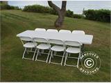 Party paket 1 sklopivi stol (240cm) + 8 stolice, Svijetlo Siva/Bijela