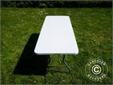 Pacchetto party, 1 tavolo pieghevole (180cm) + 8 sedie, Grigio chiaro/Bianco