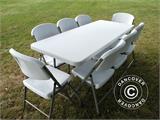 Pacchetto, Party 1 tavolo pieghevole (180cm) + 8 sedie, Grigio chiaro/Bianco