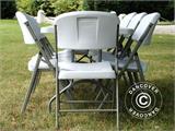 Parti forfait, 1 table pliante (180cm) + 8 chaises pliantes, Gris clair/Blanc
