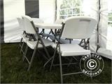 Party package, 1 folding table (180cm) + 8 chairs, Light grey/White
