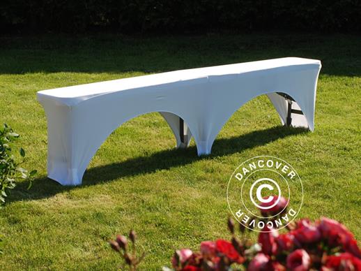 Housse de banc extensible 183x28x43cm, Blanc 