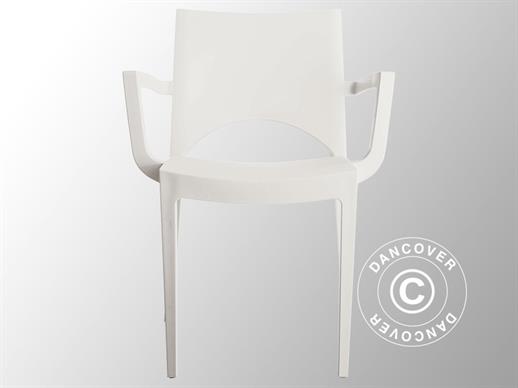 Stapelbare stoel met armleuning, Paris, Wit, 1 stuks, NOG SLECHTS 9 ST.