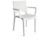 Stapelbare stoel met armleuning, Paris, Wit, 1 stuks, NOG SLECHTS 9 ST.