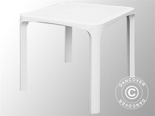 Table de jardin Olè 80x80x72cm, imitation rotin, Blanc