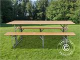 Beer Table Set, 240x60x76cm, Light wood