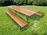Set tafel en banken 240x60x76cm, Donker hout