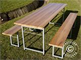 Set tafel en banken 220x60x76cm, Licht hout