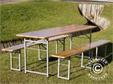 Set tafel en banken 220x60x76cm, Licht hout