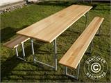 Set tafel en banken, 240x60x76cm, Licht hout