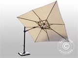 Zwevende parasol, Roma vierkant, 3x3m dubbel kantelbaar, Zand