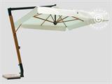 Zwevende parasol Palladio Braccio met volant, 3,5x3,5m, Ecru
