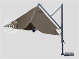 Zwevende parasol Galileo Dark, 3,5x3,5m, Grijs taupe