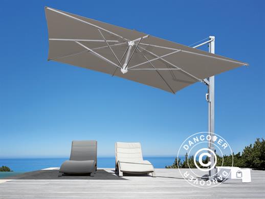 Zwevende parasol Galileo Inox, 3,5x3,5m, Grijs taupe