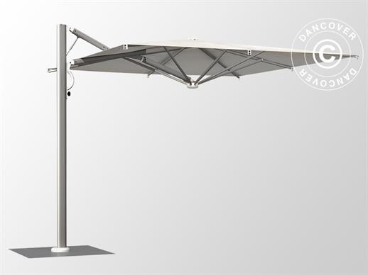 Zwevende parasol met basis, Galaxia Astro Spacegrey, 3x3m, Ecru